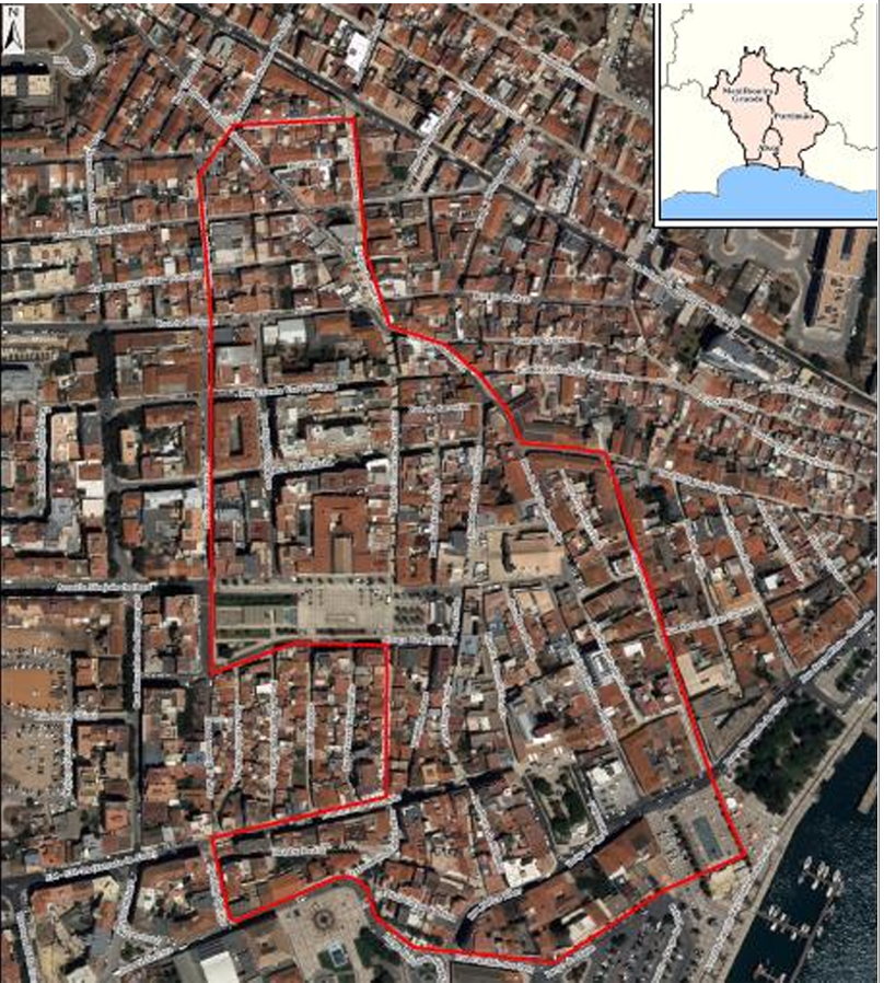 Mapa do perímetro do Bairro Comercial Digital de Portimão